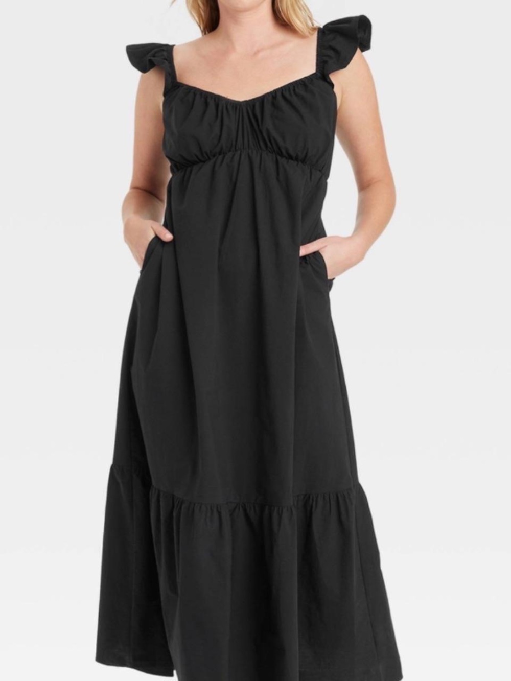Universal Thread Black Ruffle Strap Maxi Dress